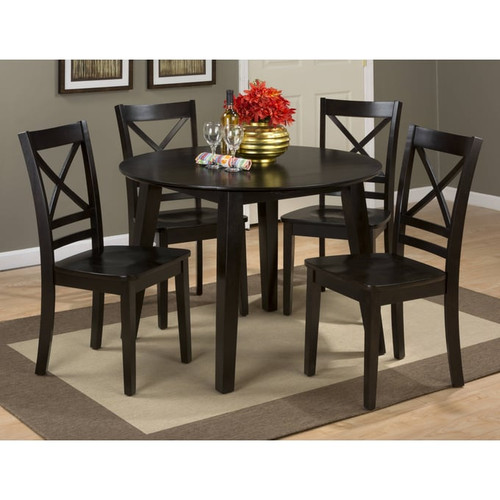 Jofran Furniture Simplicity Espresso Brown 5pc Round Dining Set With X Back Chair