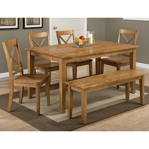 Jofran Furniture Simplicity Honey 6pc Dining Room Set with X Back Chair