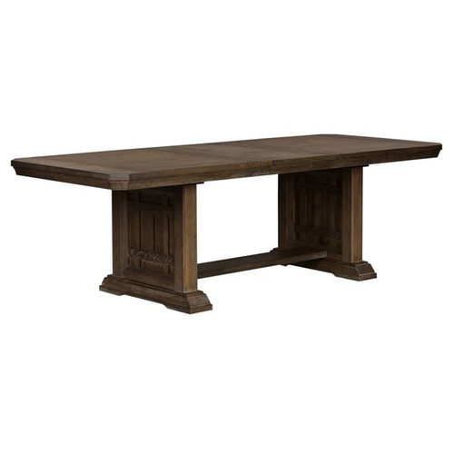 Liberty Artisan Prairie Aged Oak Gray Trestle Table