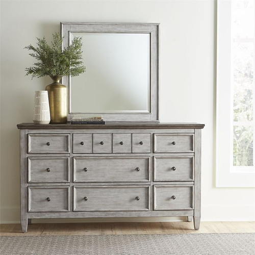 Liberty Heartland White Tobacco Dresser And Mirror