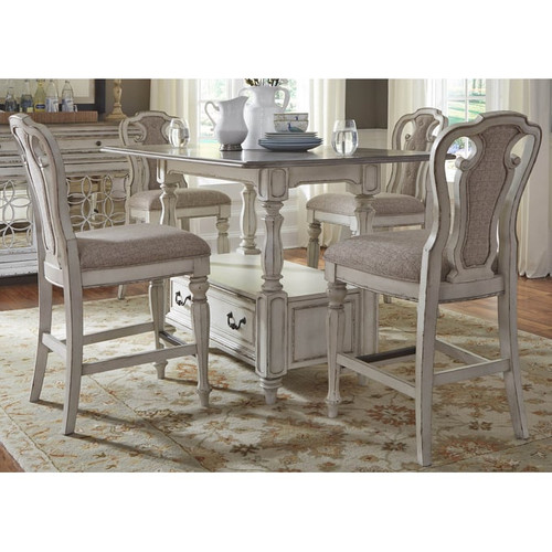 Liberty Magnolia Manor White Gathering 5pc Counter Table Set