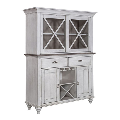 Liberty Ocean Isle Antique White Weathered Pine Buffet and Hutch