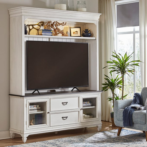 Liberty Allyson Park Wirebrushed White Charcoal Entertainment Center