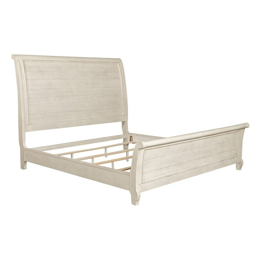 Liberty Farmhouse Reimagined Antique White Chestnut King Sleigh Bed