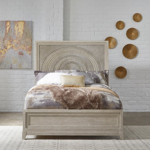 Liberty Belmar Washed Taupe Silver Champagne Queen Panel Bed