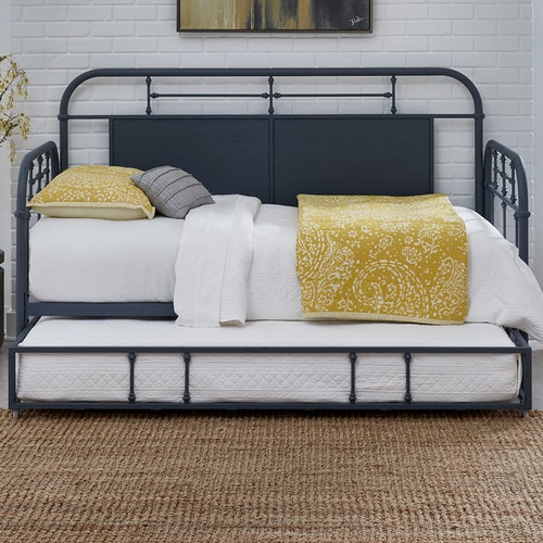 Liberty Vintage Navy Twin Metal Day Bed with Trundle