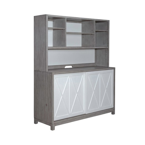 Liberty Palmetto Heights White Driftwood Server with Hutch