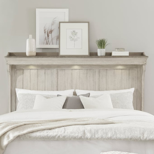 Liberty Ivy Hollow Weathered Linen Dusty Taupe Queen Mantle Storage Bed