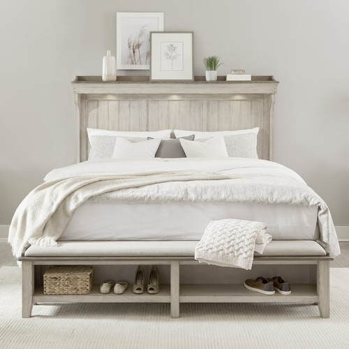 Liberty Ivy Hollow Weathered Linen Dusty Taupe King Mantle Storage Bed