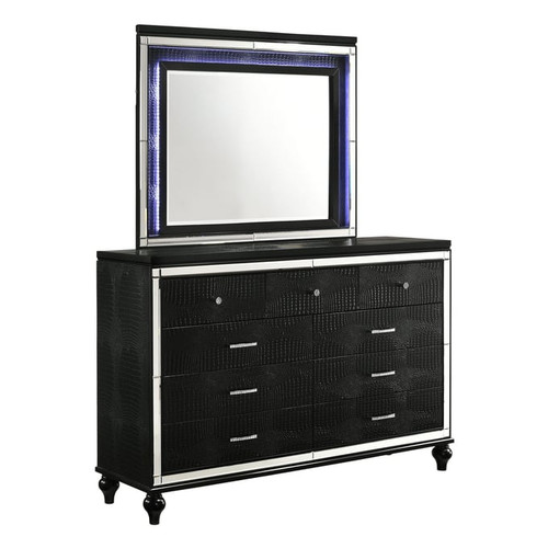 New Classic Furniture Valentino Black Dresser and Mirror