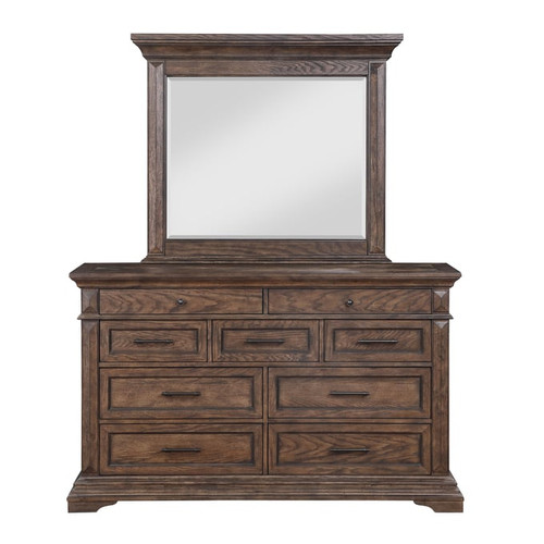New Classic Furniture Mar Vista Walnut Dresser and Mirror