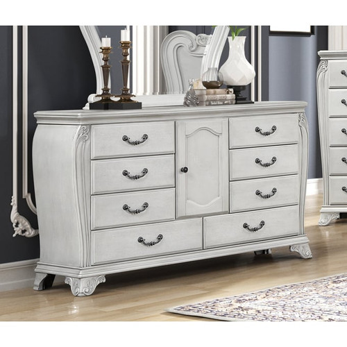 New Classic Furniture Cambria Hills Mist Gray Dresser and Mirror
