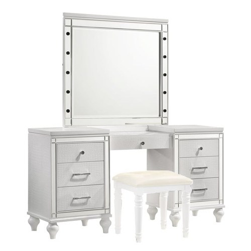 New Classic Furniture Valentino White Vanity Desk with Mirror