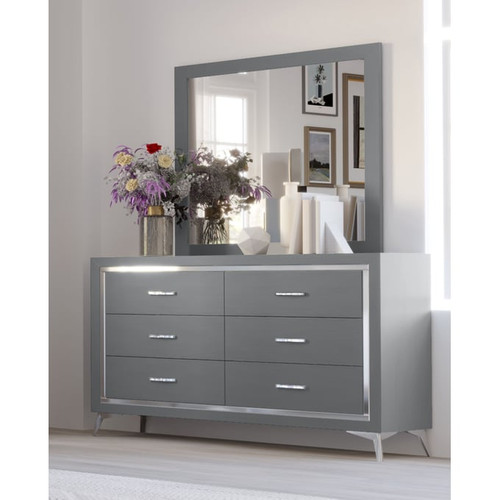 New Classic Furniture Huxley Gray Dresser and Mirror