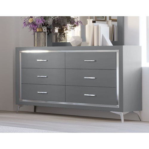 New Classic Furniture Huxley Gray Dresser and Mirror