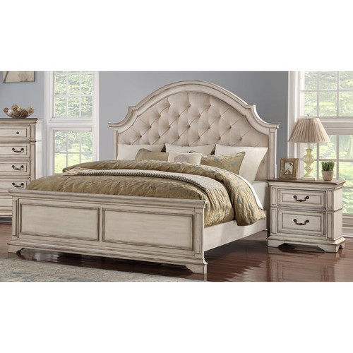 New Classic Furniture Anastasia Antique White 4pc Bedroom Set With Queen Bed