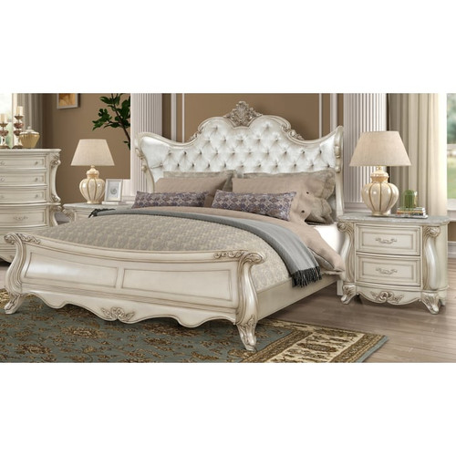 New Classic Furniture Monique Champagne 4pc Bedroom Set With Cal King Bed