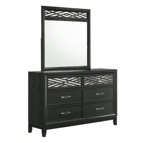 New Classic Furniture Obsidian Black Dresser and Mirror