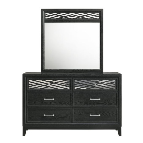 New Classic Furniture Obsidian Black Dresser and Mirror