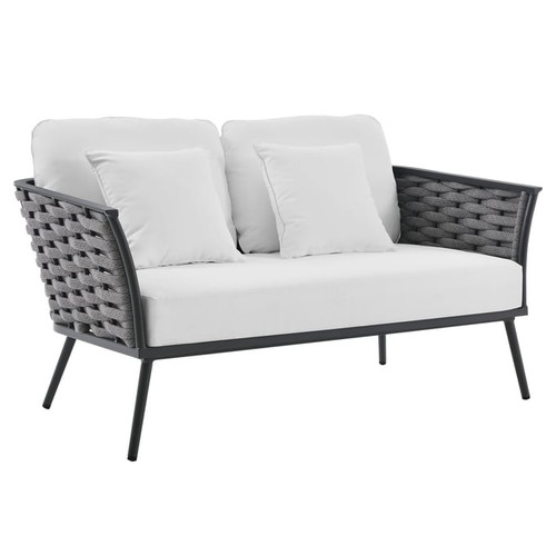 Modway Furniture Stance Gray White 3pc Outdoor Patio Aluminum Sectional Set