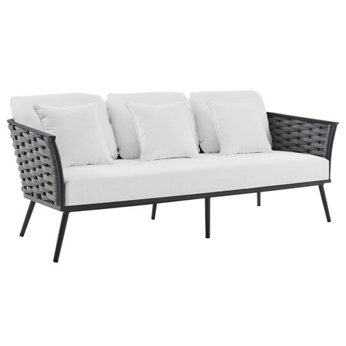 Modway Furniture Stance Gray White 3pc Outdoor Patio Aluminum Sectional Set