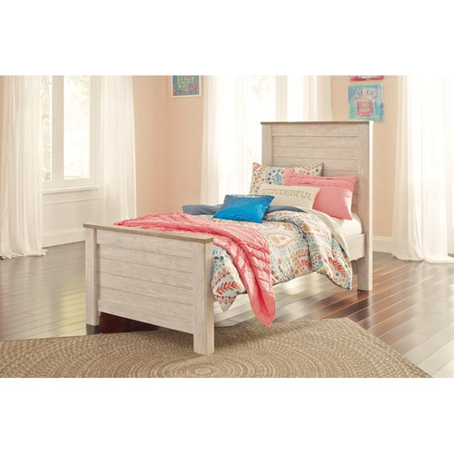 Ashley Furniture Willowton Whitewash 2pc Bedroom Set With Twin Panel Bed
