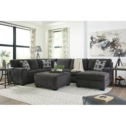 Ashley Furniture Ballinasloe Smoke Right Side Chaise Sectional With Ottoman