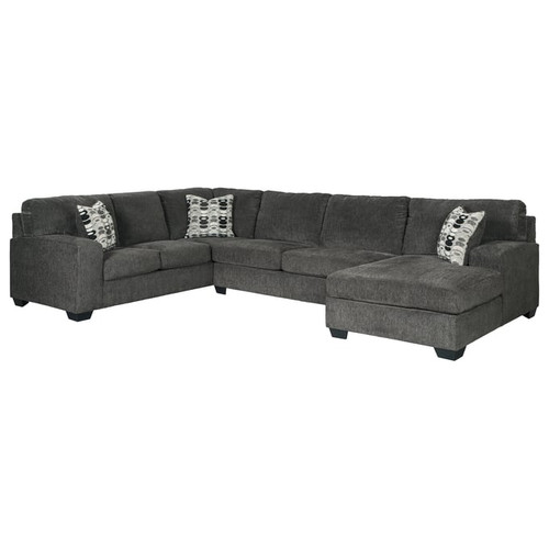 Ashley Furniture Ballinasloe Smoke Right Side Chaise Sectional With Ottoman