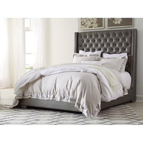 Ashley Furniture Coralayne Gray Queen Upholstered Panel Bed
