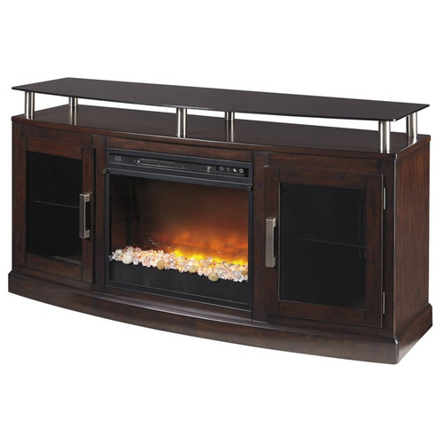 Ashley Furniture Chanceen TV Stand With Glass Stone Fireplace