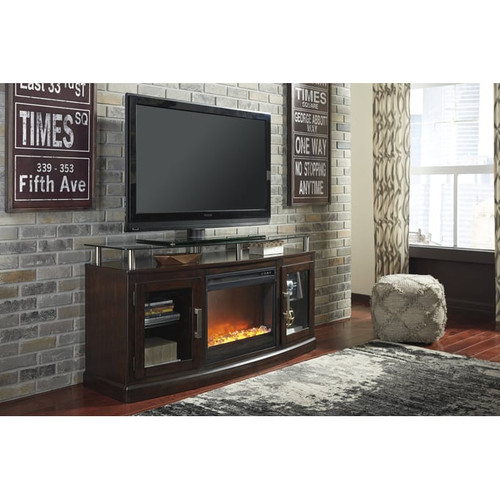 Ashley Furniture Chanceen TV Stand With Glass Stone Fireplace
