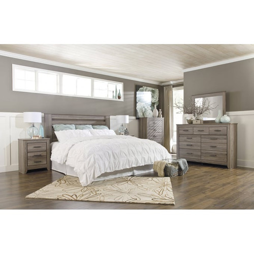 Ashley Furniture Zelen Warm Gray Queen Headboard With Frame