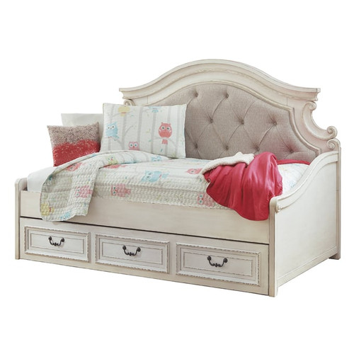 Ashley Furniture Realyn Chipped White Twin Storage Day Bed
