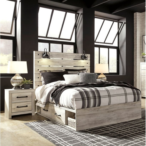 Ashley Furniture Cambeck Whitewash 2pc Bedroom Set With Queen Under Storage Bed
