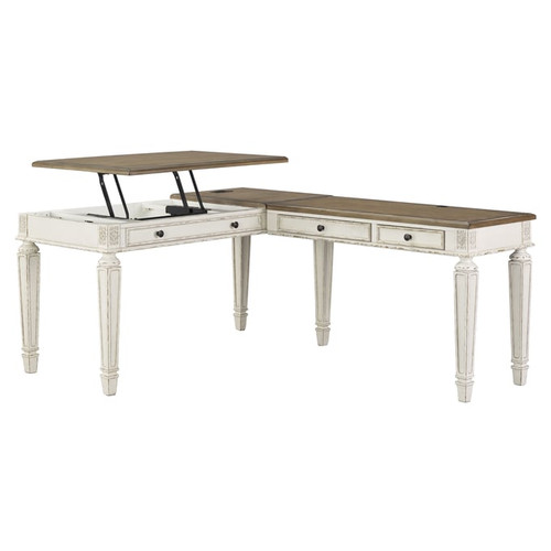 Ashley Furniture Realyn Two Tone Lift Top L Desk