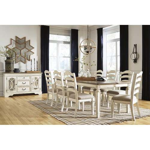 Ashley Furniture Realyn Chipped White 9pc Rectangle Dining Room Set