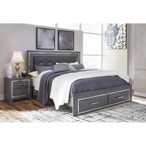 Ashley Furniture Lodanna Gray 2pc Bedroom Set With King Storage Bed