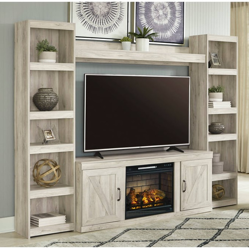 Ashley Furniture Bellaby Whitewash Entertainment Center Wall With Infrared Fireplace