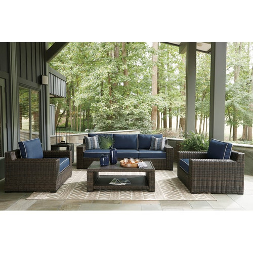 Ashley Furniture Grasson Lane Brown 5pc Outdoor Seating Set With Sofa