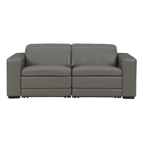 Ashley Furniture Texline Gray Leather Power Recliner Loveseat