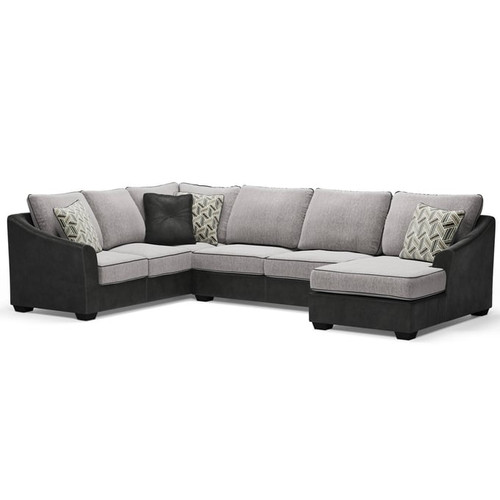 Ashley Furniture Bilgray Pewter Sectional With RAF Corner Chaise
