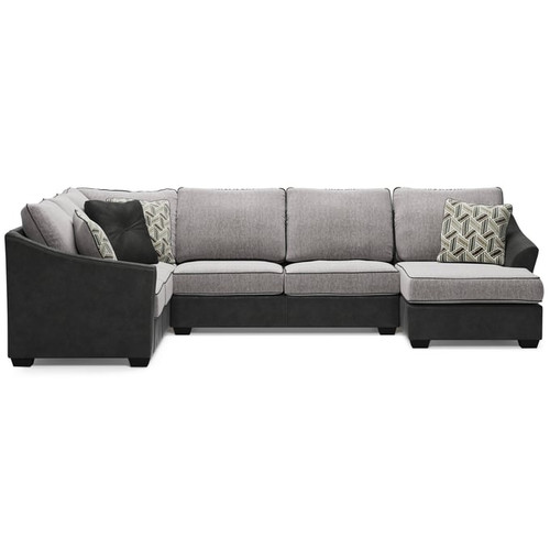 Ashley Furniture Bilgray Pewter Sectional With RAF Corner Chaise