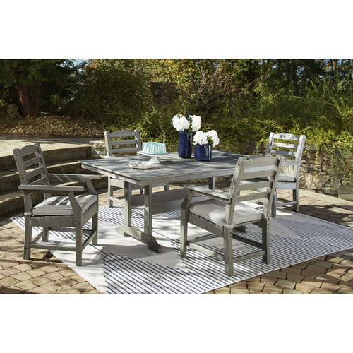 Ashley Furniture Visola Gray 5pc Outdoor Dining Set