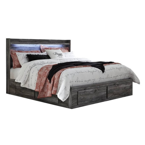 Ashley Furniture Baystorm Gray King Panel Bed With 4 Storage Drawers