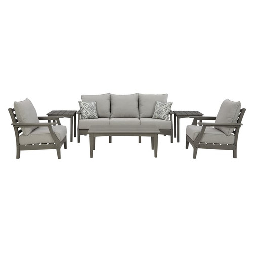 Ashley Furniture Visola Gray 6pc Outdoor Seating Set With Sofa