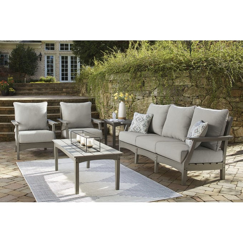 Ashley Furniture Visola Gray 6pc Outdoor Seating Set With Sofa