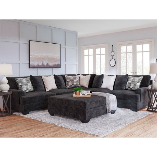 Ashley Furniture Lavernett Charcoal 4pc Sectional With Ottoman