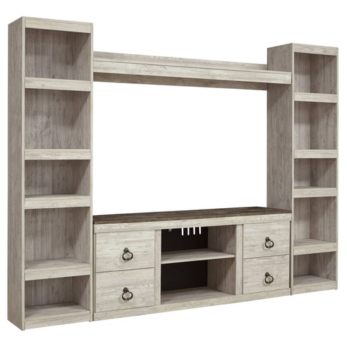 Ashley Furniture Willowton Whitewash Entertainment Center With Fireplace Option