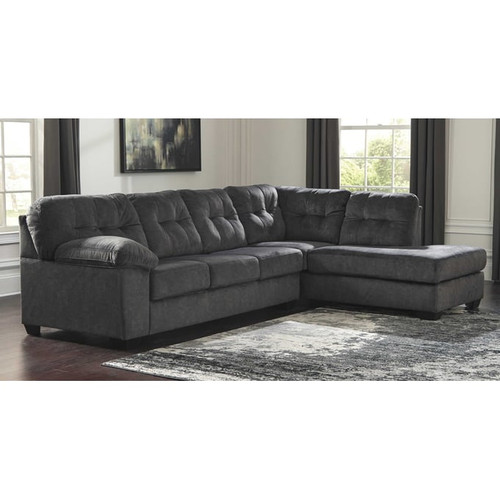 Ashley Furniture Accrington Granite Fabric 2pc Sectional With RAF Corner Chaise