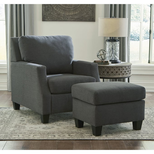 Ashley Furniture Bayonne Charcoal Chair And Ottoman Set